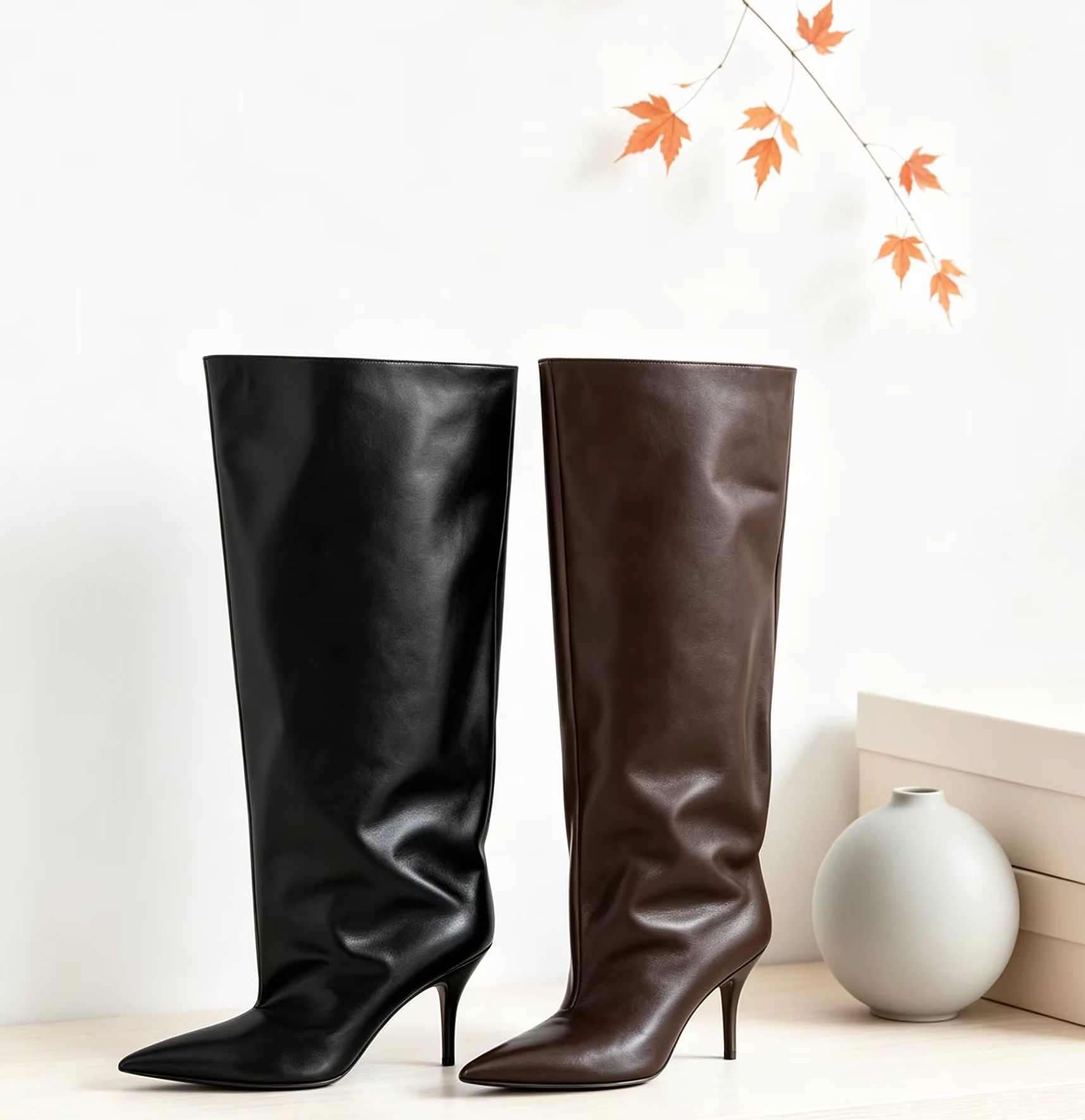 Street Fashion Ladies - Slouch Wide Cuff Knee High Boot