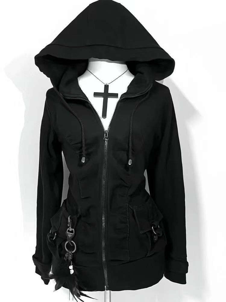 Black Fashion New Trend Women  - đánh giá và giá Street Fashion Zip Up Hoodie