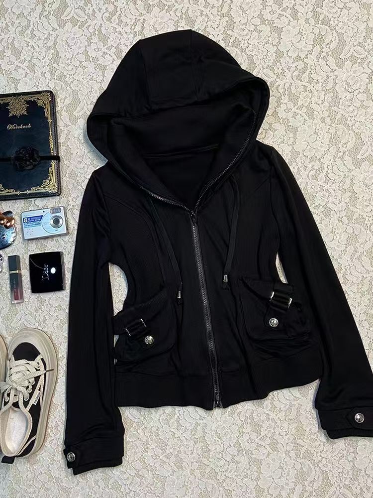 Black Fashion New Trend Women  - đánh giá và giá Street Fashion Zip Up Hoodie
