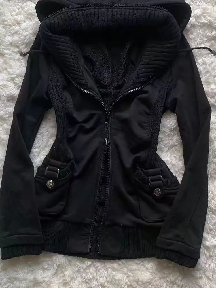 Black Fashion New Trend Women  - đánh giá và giá Street Fashion Zip Up Hoodie