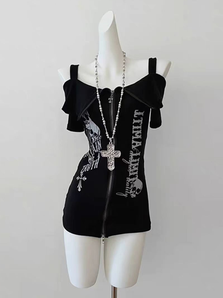 Gothic Black Y2K Subculture Sk - đánh giá và giá Street Fashion Zip Up Hoodie