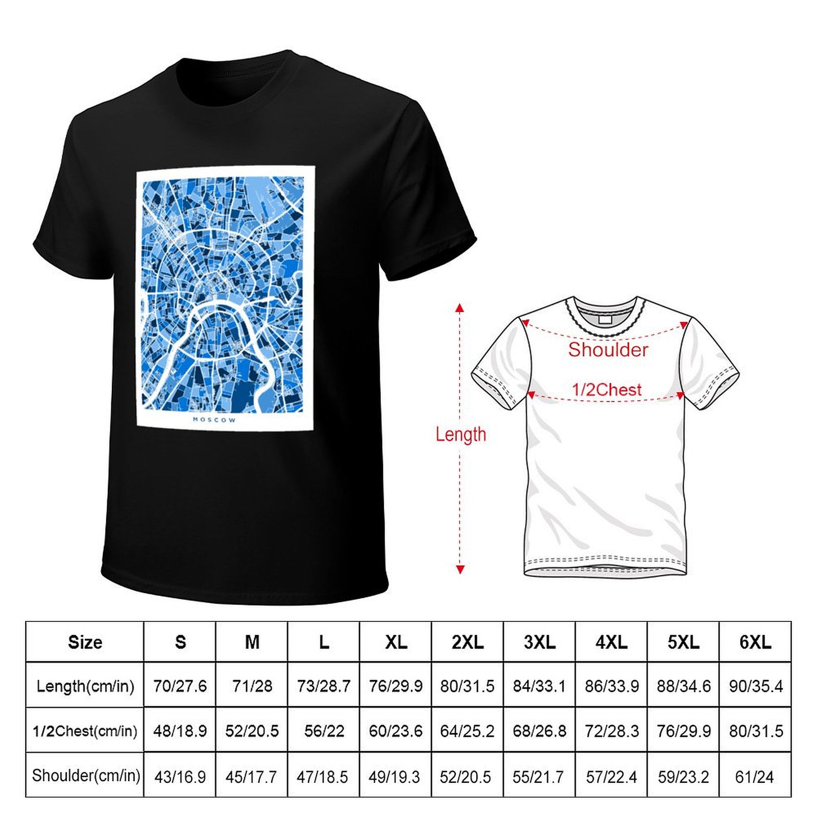 Moscow City Street Map T-Shirt - đánh giá và giá Street Fashion Moscow