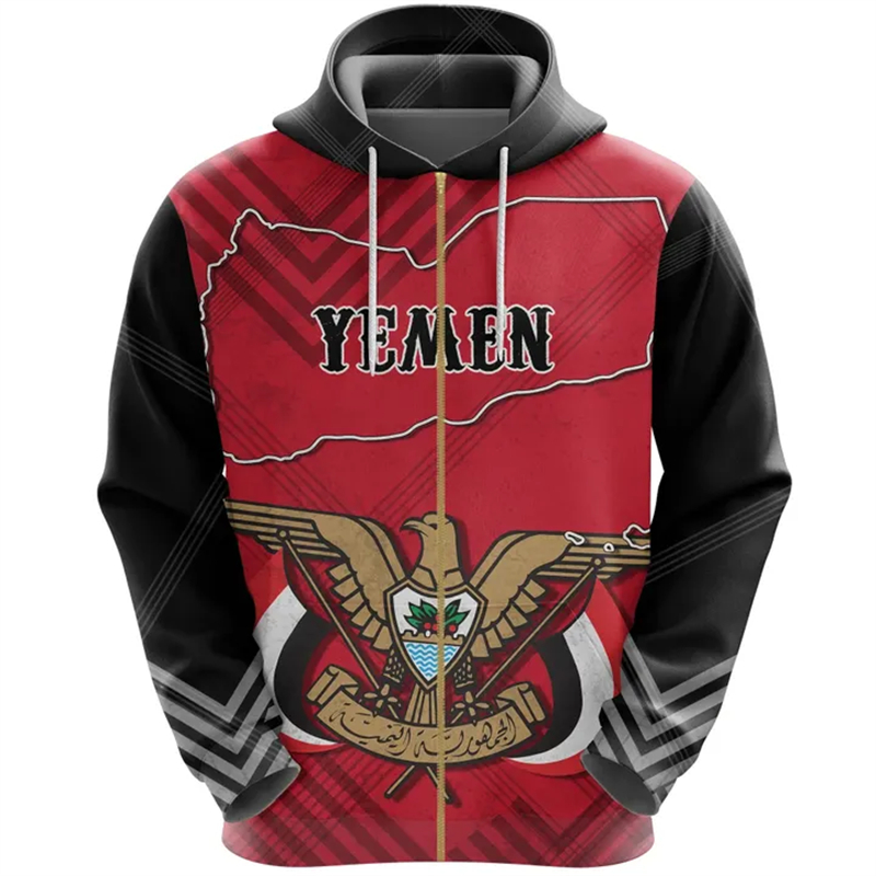 Vintage Men's Hoodie Yemen Fla - đánh giá và giá Street Fashion Zip Up Hoodie