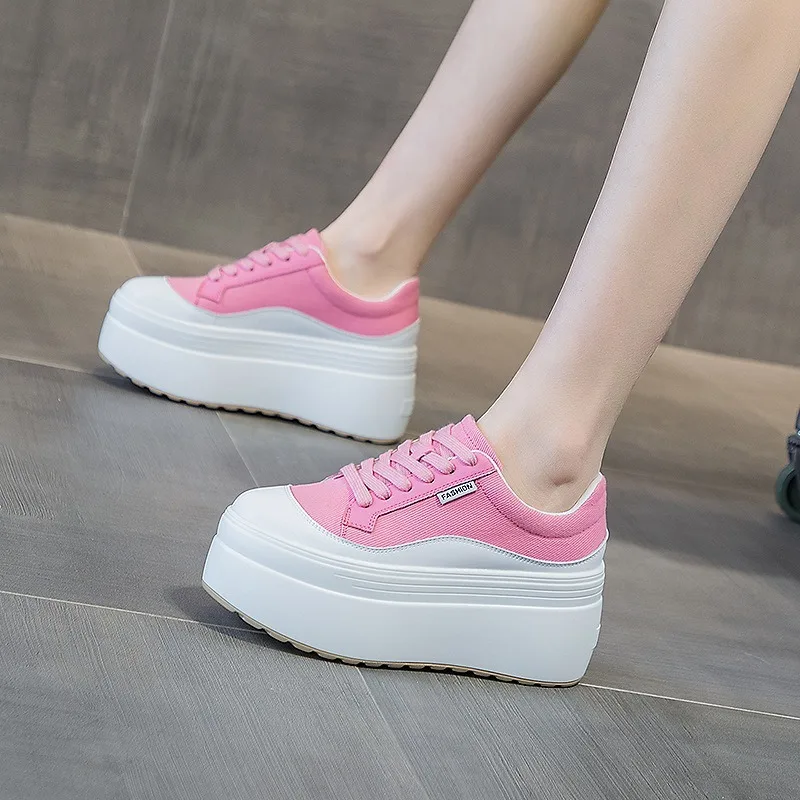 8cm New Canvas Genuine Leather - đánh giá và giá Street Fashion Ladies