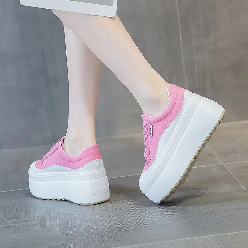 8cm New Canvas Genuine Leather - đánh giá và giá Street Fashion Ladies