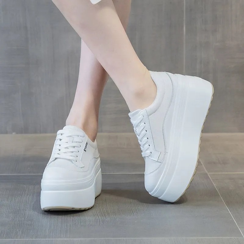 8cm New Canvas Genuine Leather - đánh giá và giá Street Fashion Ladies
