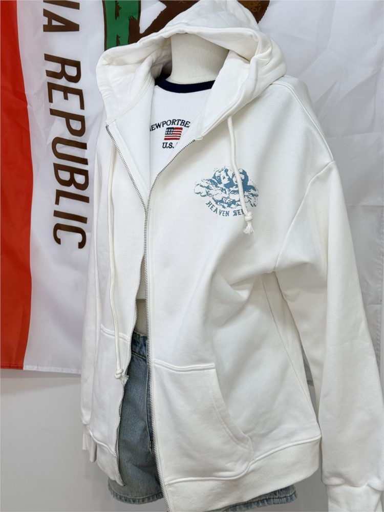 White Vintage Zip-up Hoodies W - đánh giá và giá Street Fashion Zip Up Hoodie