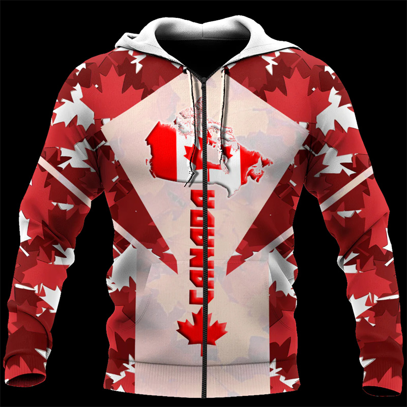 Canada 3d All Over Printed Map - đánh giá và giá Street Fashion Zip Up Hoodie