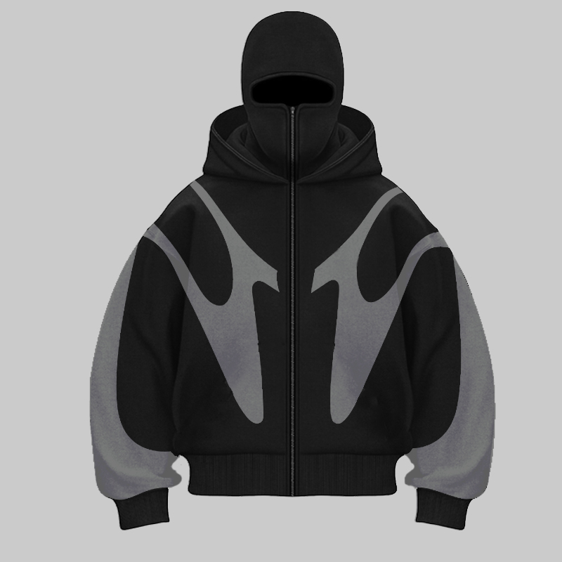 Retro Printed Devil Pattern Do - đánh giá và giá Street Fashion Zip Up Hoodie