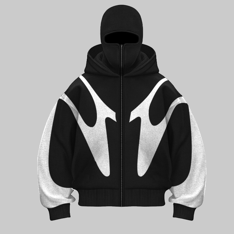 Retro Printed Devil Pattern Do - đánh giá và giá Street Fashion Zip Up Hoodie