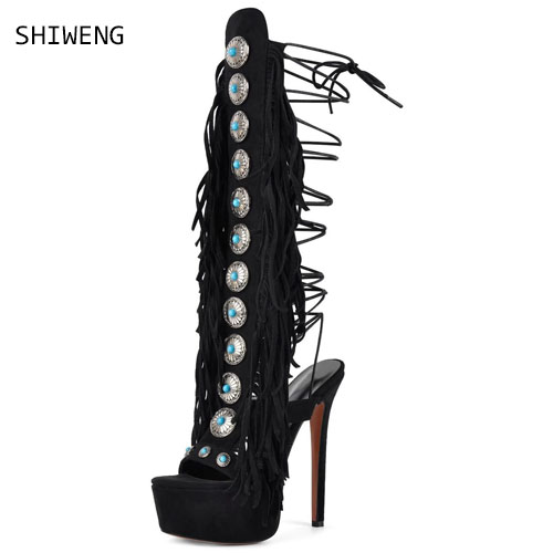 Sexy Open Toe Ladies Tassel Ge - đánh giá và giá Street Fashion Ladies